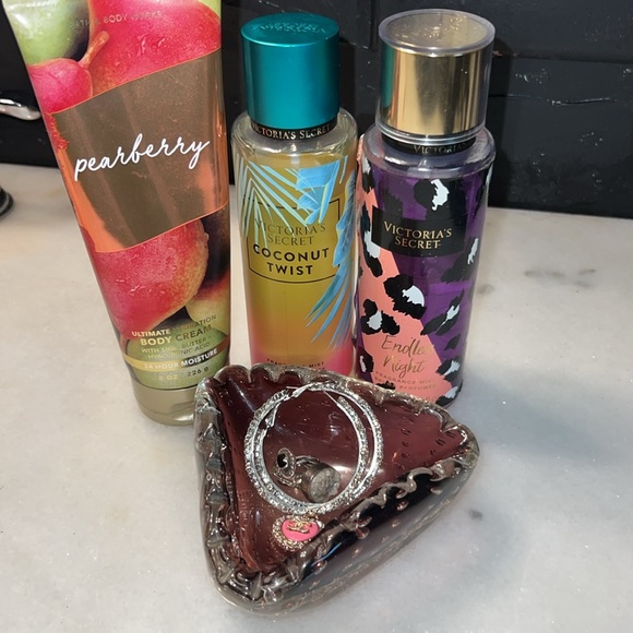 Art Deco Vintage Blown Glass Strawberry Amethyst Vanity Tray Centerpiece Decor - Picture 13 of 14